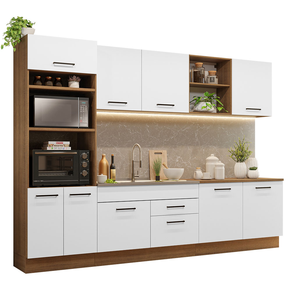 Cocina Integral 310 cm Marrón y Blanco Agata Madesa 02