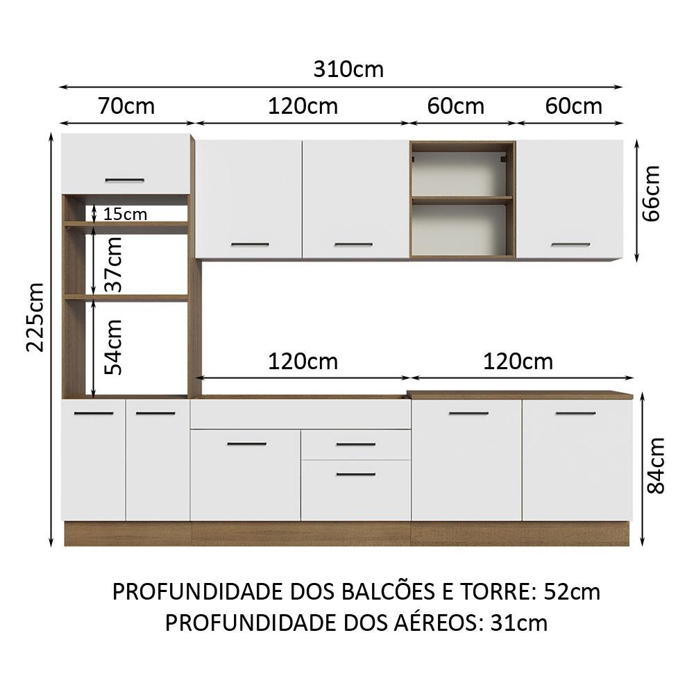 Foto 4 pulgar | Cocina Integral 310 cm Marrón y Blanco Agata Madesa 02