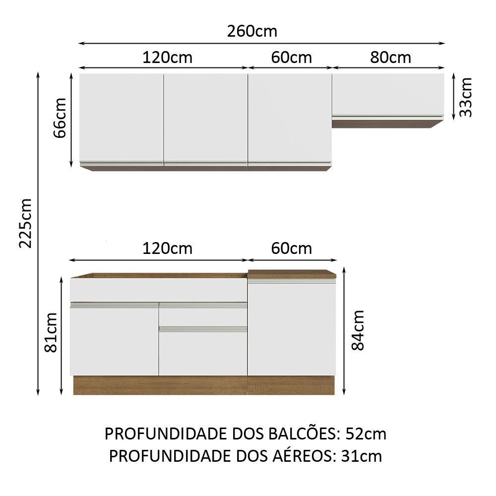 Foto 4 pulgar | Cocina Integral Madesa Glamy Blanca de 260 Cm