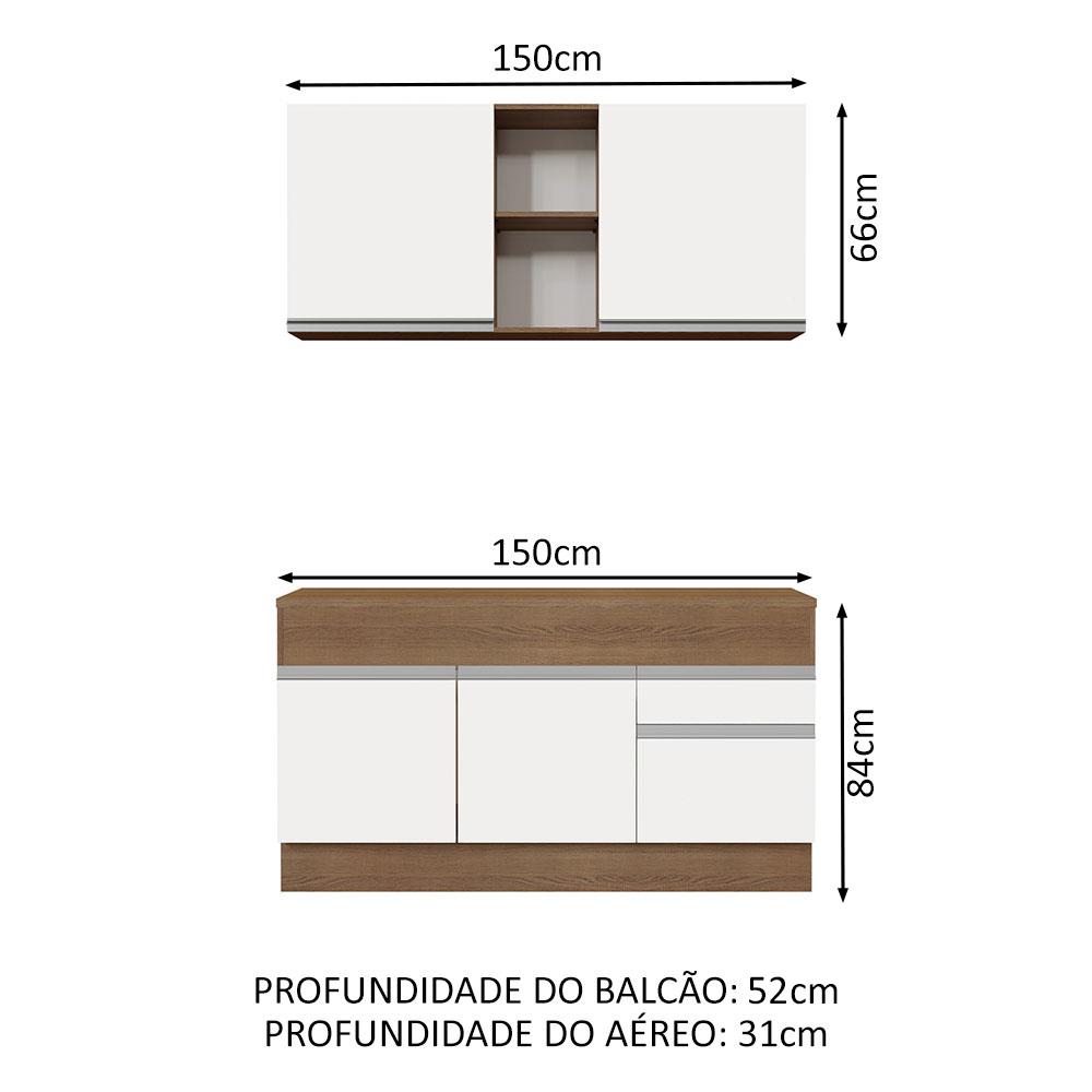 Foto 4 pulgar | Cocina Integral Madesa Glamy Blanca de 150 Cm