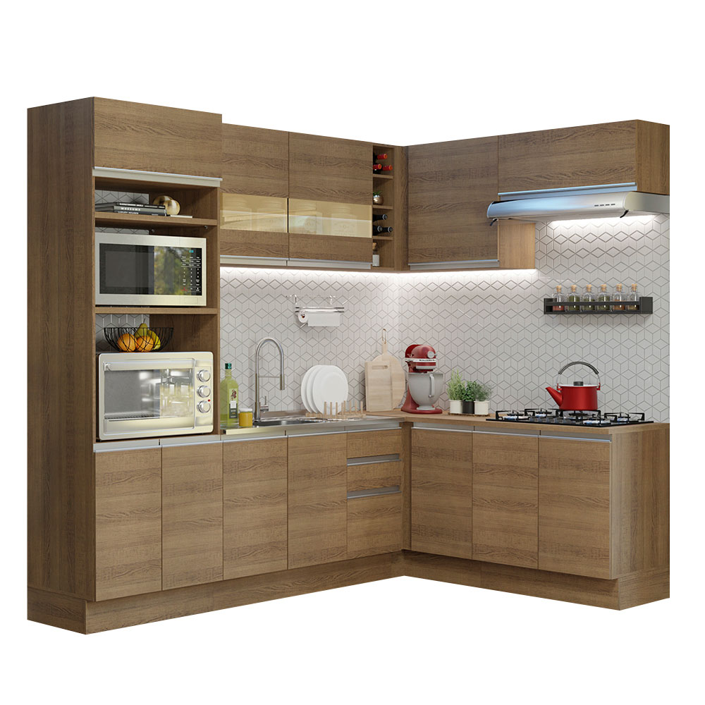 Cocina Integral Esquinera 419 cm Madesa Glamy 01 Marrón