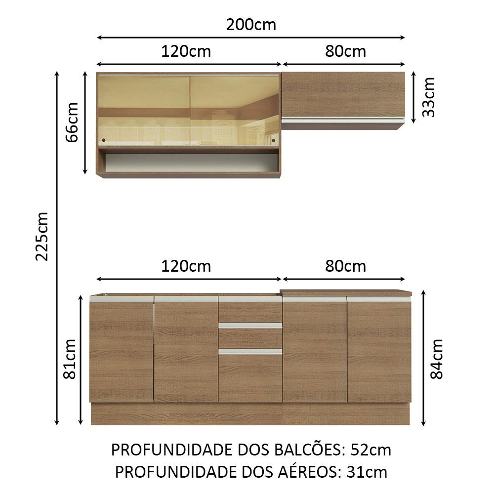 Foto 4 pulgar | Cocina Integral Madesa Glamy Marrón 200 Cm