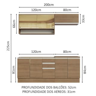 Foto 3 | Cocina Integral Madesa Glamy Marrón 200 Cm