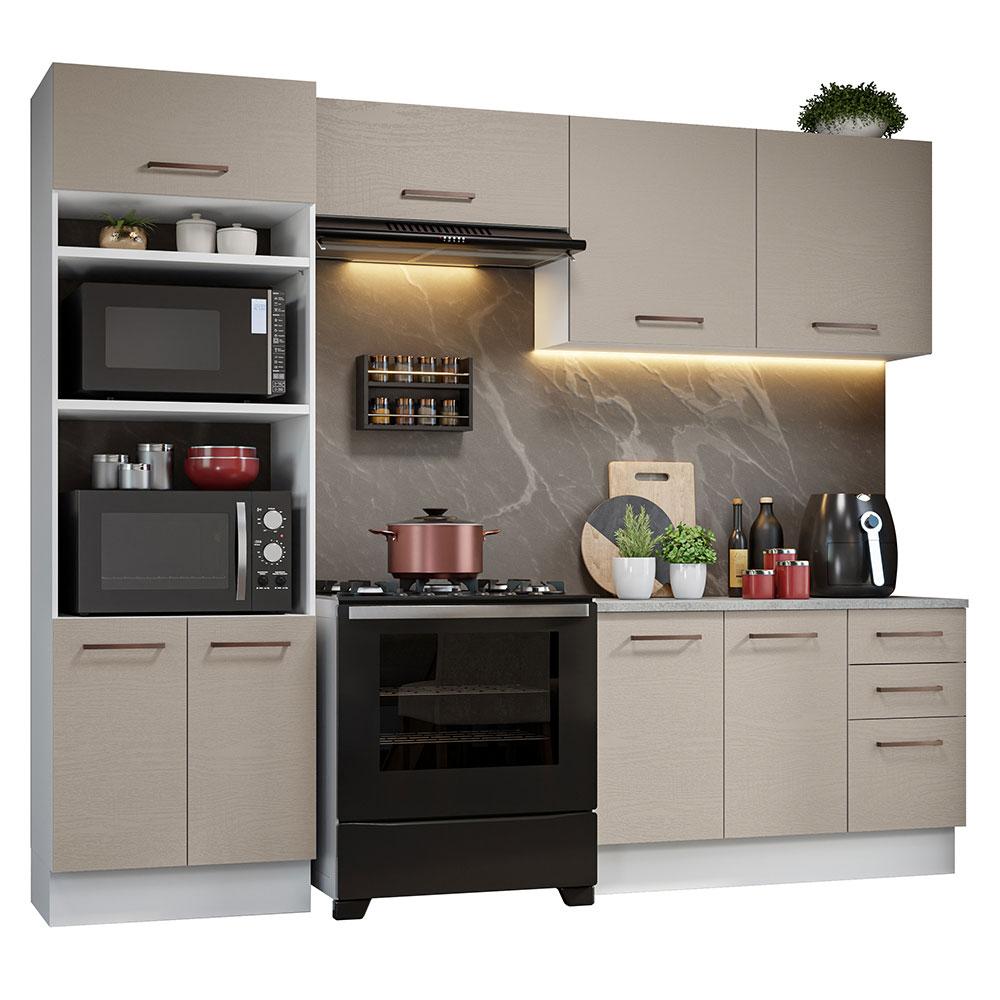 Foto 2 pulgar | Cocina Integral Madesa Agata Beige 270cm con Encimera y Espacio para Horno y Microondas