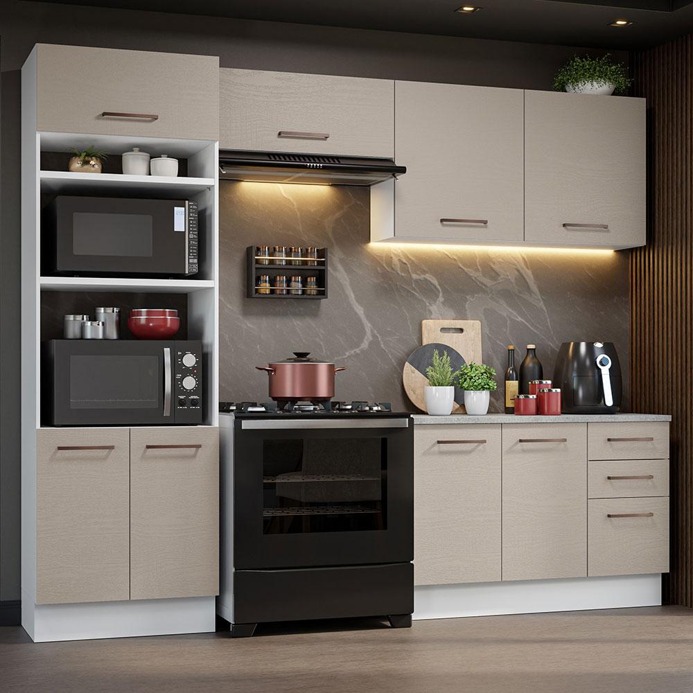 Foto 2 | Cocina Integral Madesa Agata Beige 270cm con Encimera y Espacio para Horno y Microondas