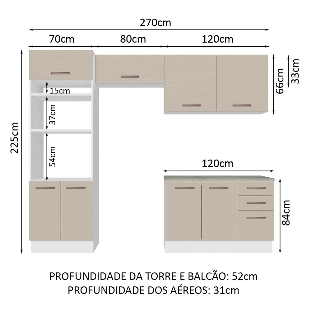 Foto 4 pulgar | Cocina Integral Madesa Agata Beige 270cm con Encimera y Espacio para Horno y Microondas