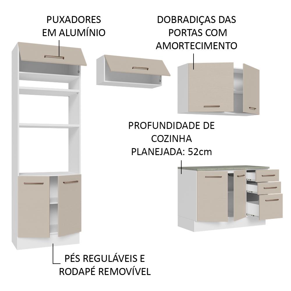 Foto 5 pulgar | Cocina Integral Madesa Agata Beige 270cm con Encimera y Espacio para Horno y Microondas