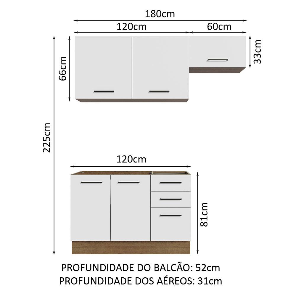 Foto 4 pulgar | Cocina Integral 180cm Madesa Agata 09 Marrón