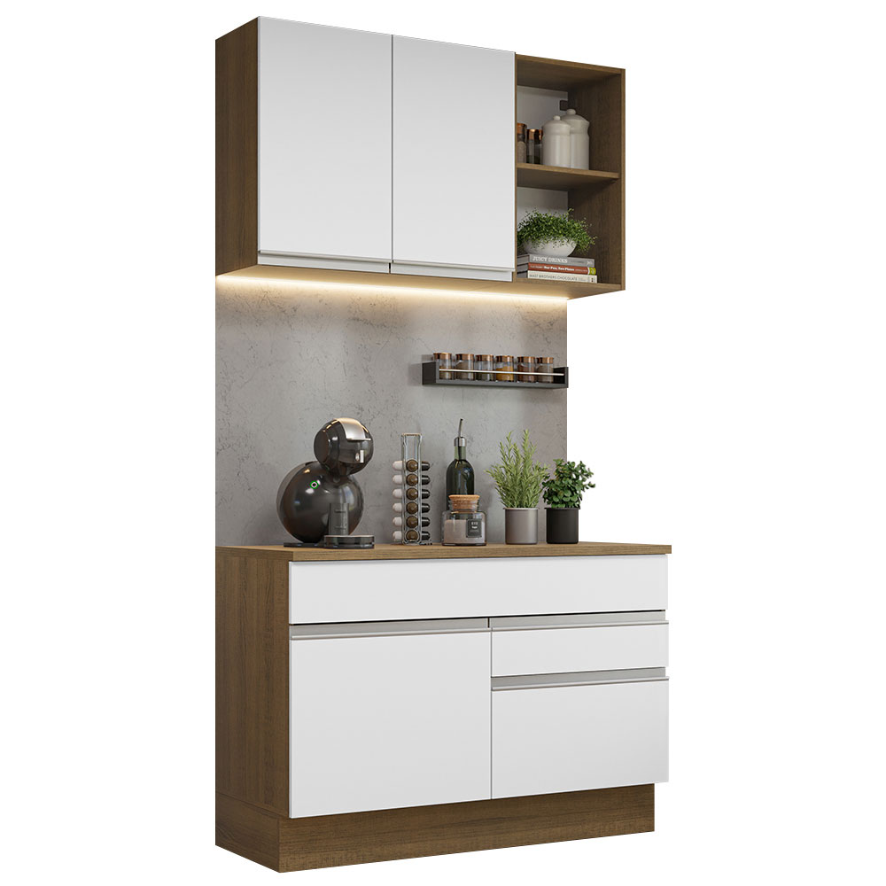 Cocina Integral 120 cm Glamy Madesa 08 Marrón