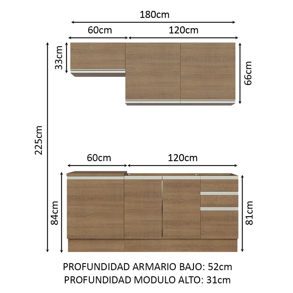 Foto 4 pulgar | Cocina Integral Madesa Glamy Marrón 180 Cm