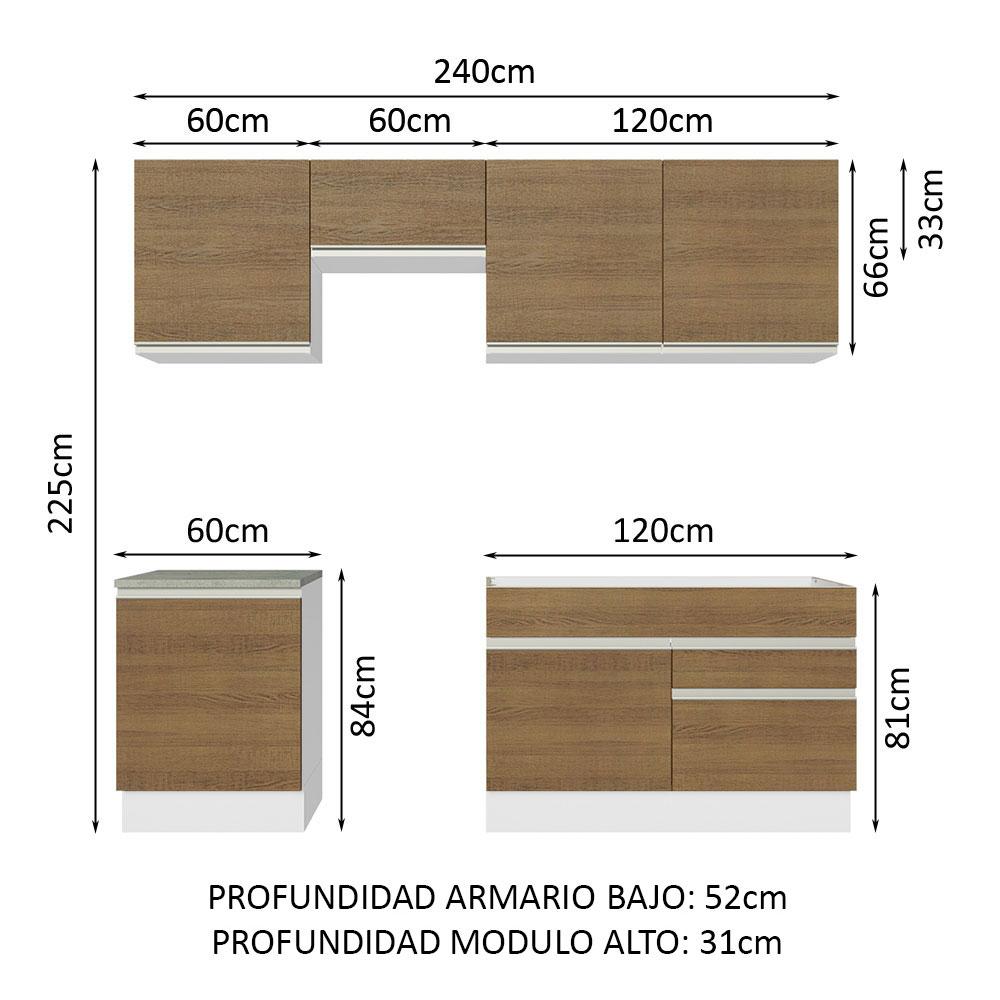 Foto 4 pulgar | Cocina Integral Madesa Glamy Marrón 240 cm