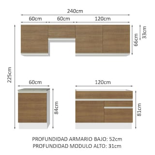 Foto 3 | Cocina Integral Madesa Glamy Marrón 240 cm