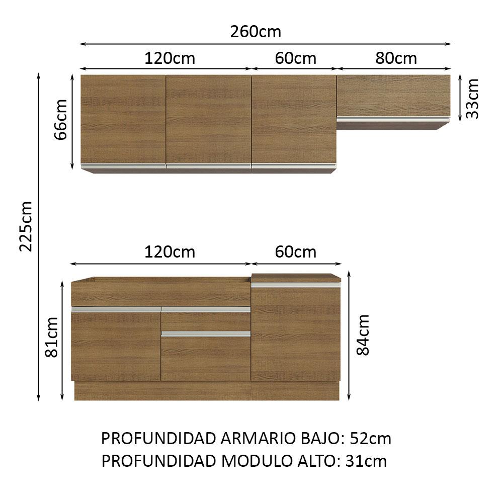 Foto 4 pulgar | Cocina Integral 260cm Marrón Glamy Madesa 03