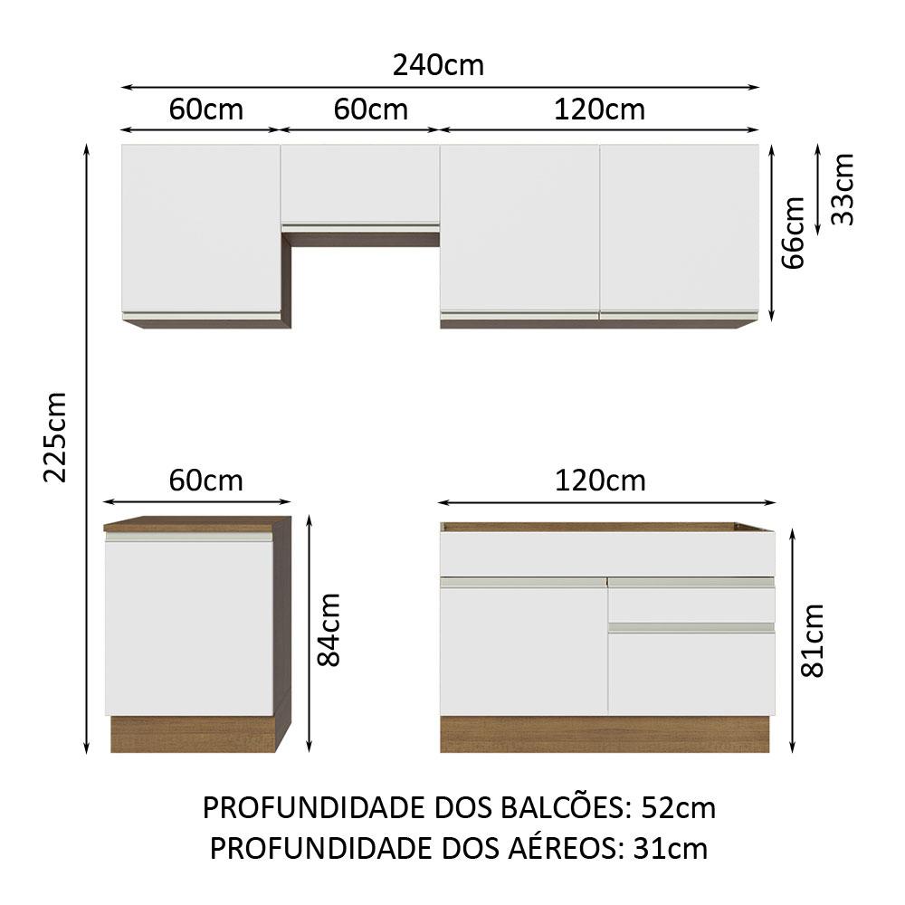 Foto 4 pulgar | Cocina Integral Madesa Glamy Blanca 240 Cm