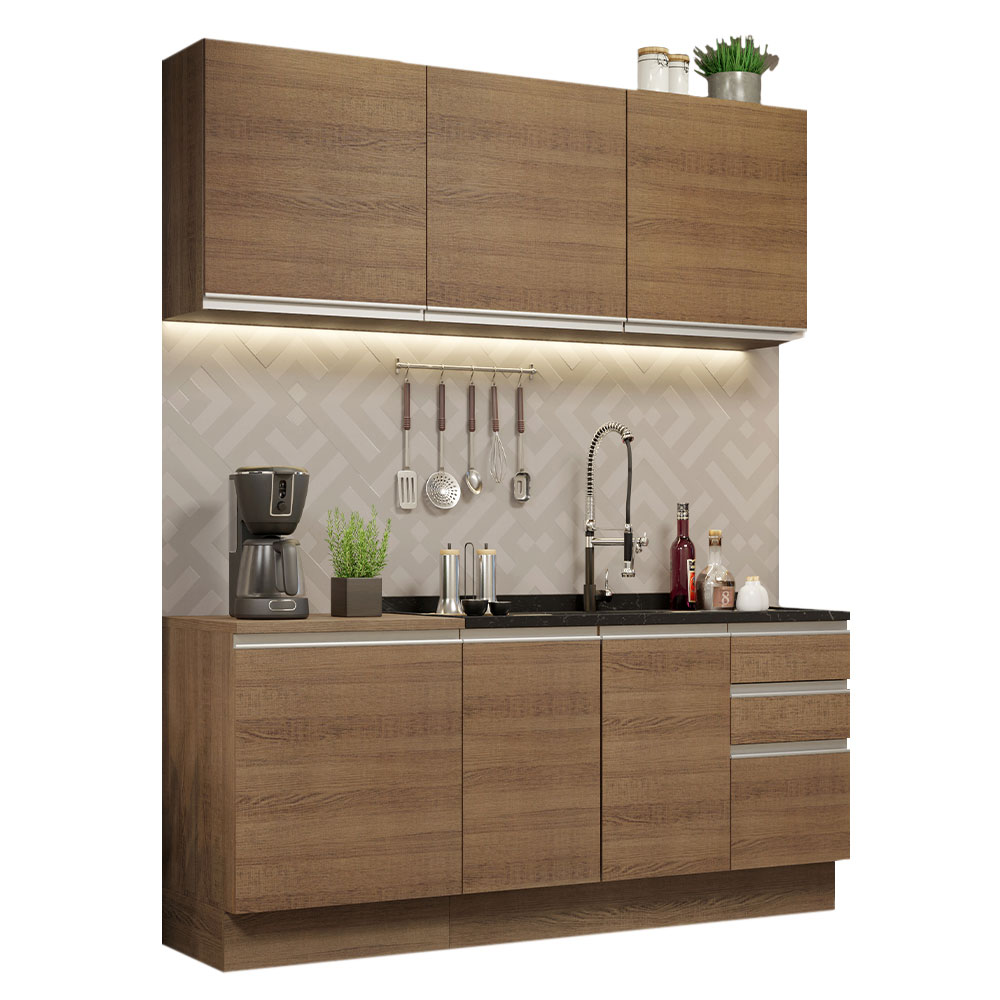 Cocina Integral 180cm Glamy Madesa 05 Marrón