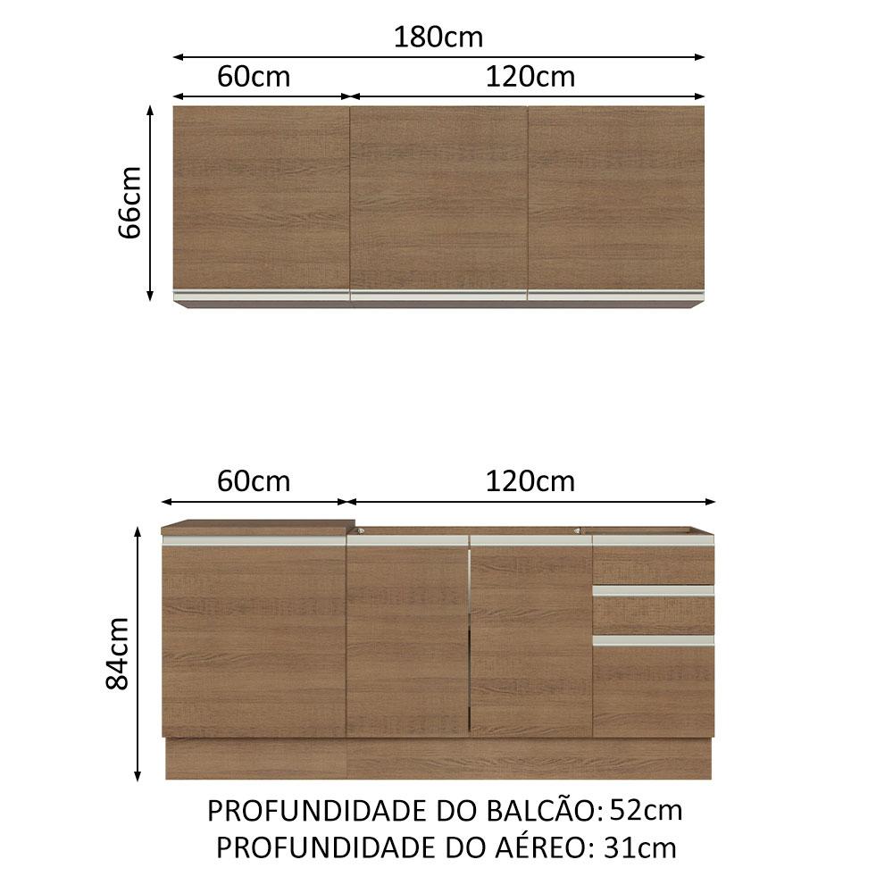 Foto 4 pulgar | Cocina Integral 180cm Glamy Madesa 05 Marrón