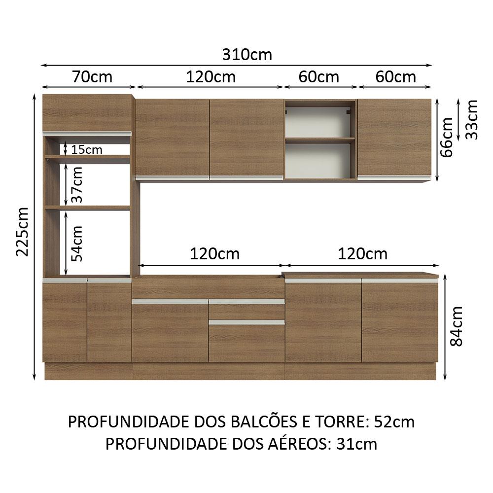 Foto 4 pulgar | Cocina Integral 310 cm Glamy Madesa 02 Marrón