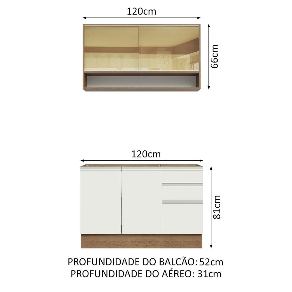 Foto 4 pulgar | Cocina Integral 120cm Marrón/blanco Glamy Madesa 02