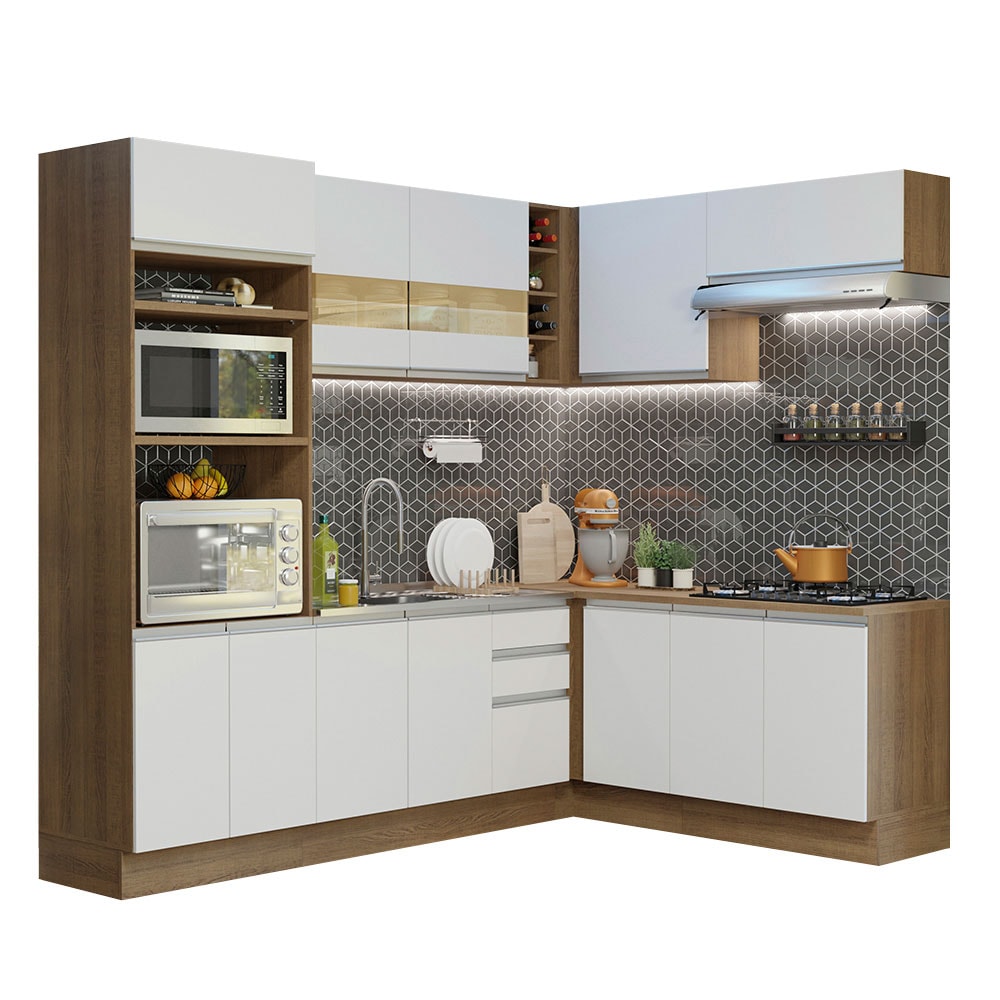 Cocina Integral Esquinera 419 cm Madesa Glamy 01 Marrón $33,999