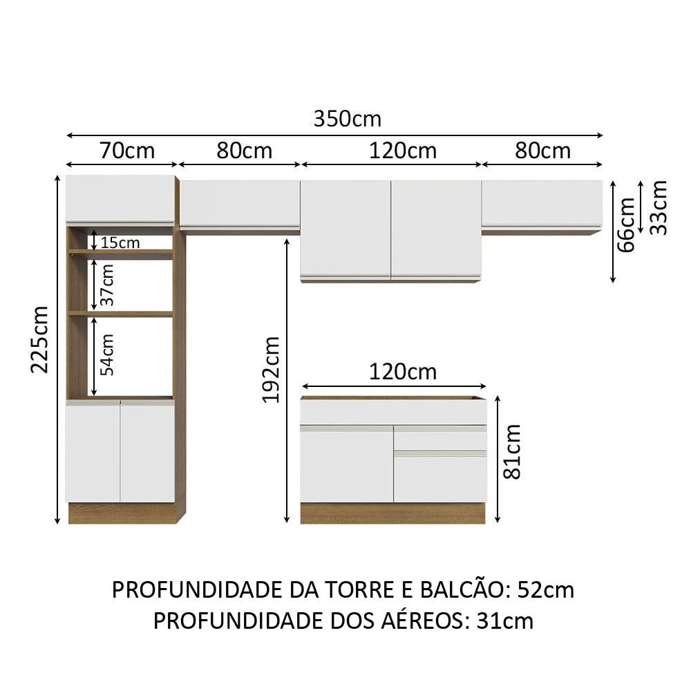 Foto 4 pulgar | Cocina Integral Madesa Glamy Blanca 350 Cm