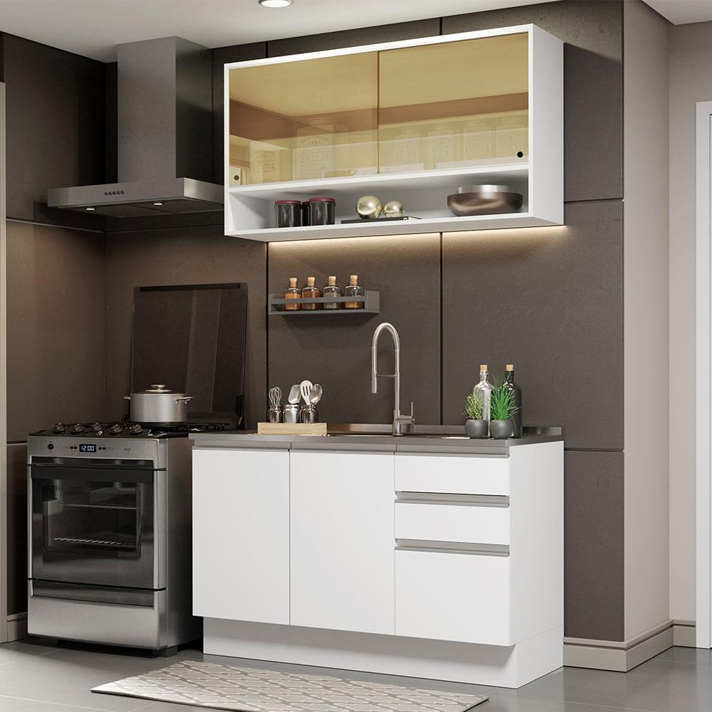 Foto 2 | Cocina Integral Madesa Glamy GRGL12000509 color Blanco 120 CM con Mesón de Acero