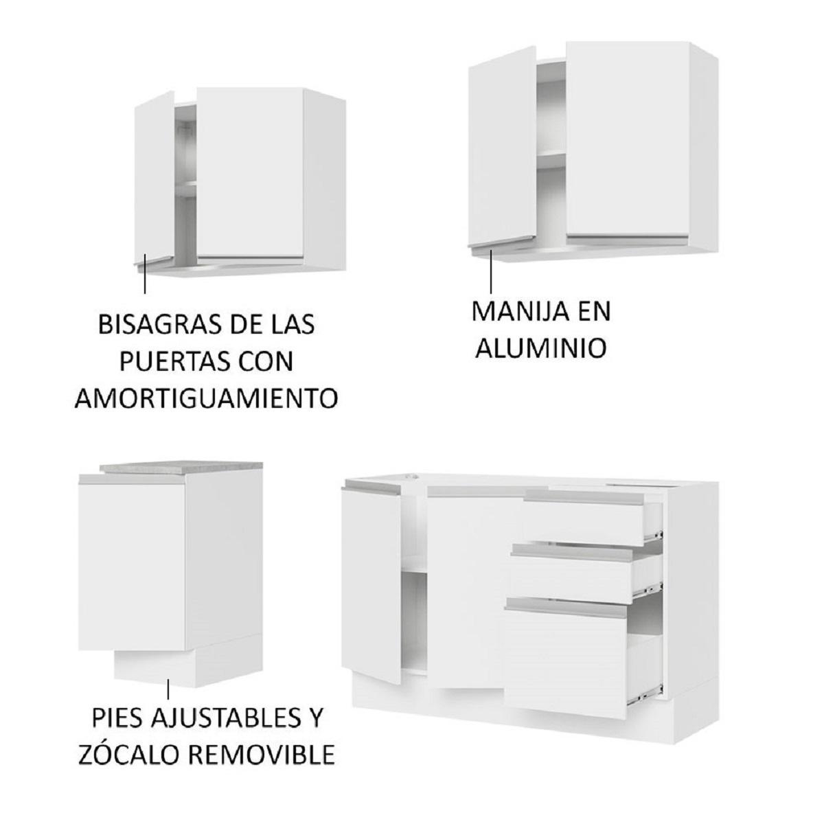 Foto 5 | Cocina Integral Madesa Glamy Blanca 160 CM sin Mesón de Acero