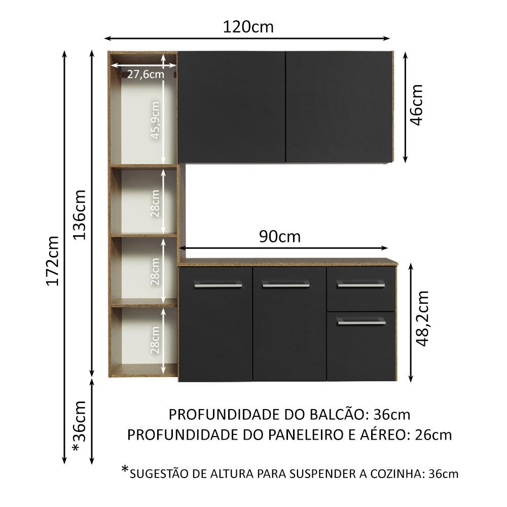 Foto 5 pulgar | Mueble de Cocina Compacto Madesa Marrón y Negro Easy