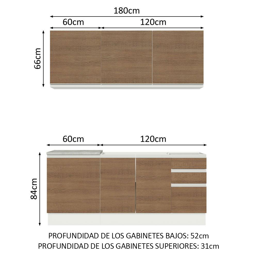 Foto 4 pulgar | Cocina Integral Madesa Glamy Marrón 180 cm con Mesón de Acero