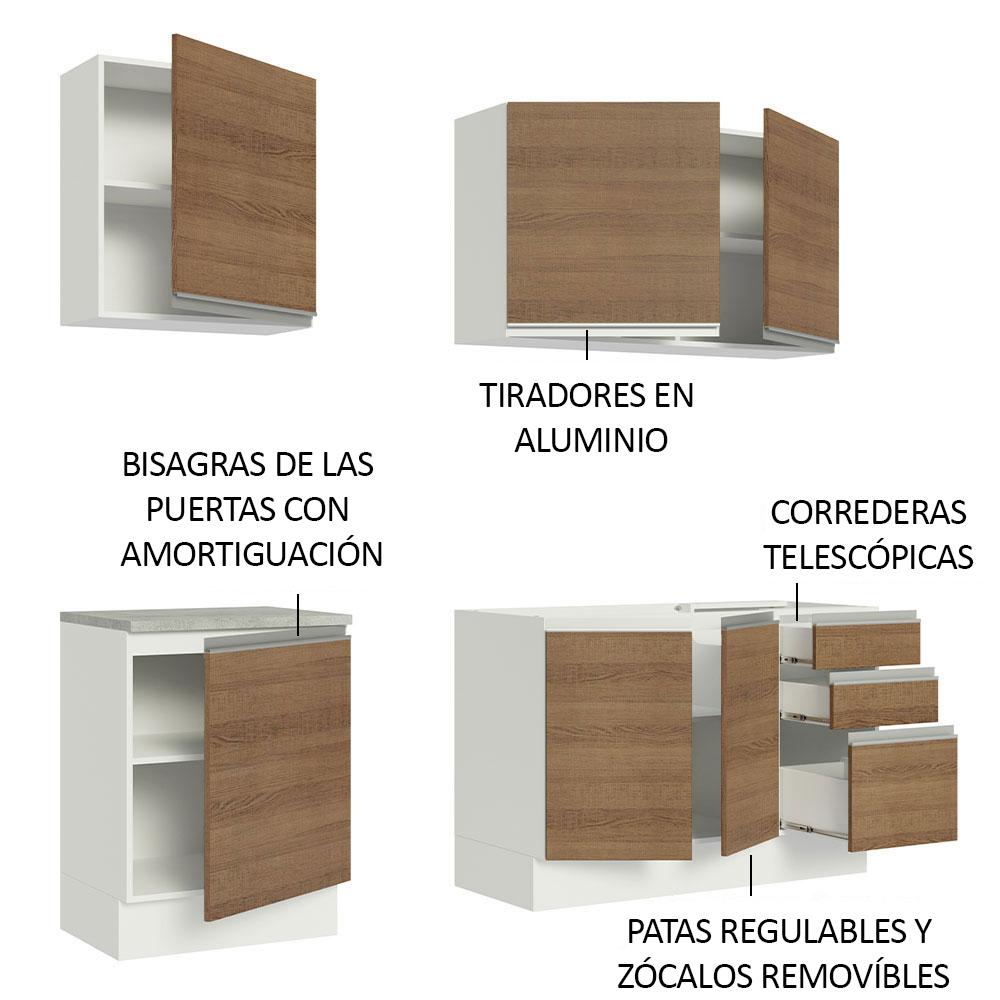 Foto 4 | Cocina Integral Madesa Glamy Marrón 180 cm con Mesón de Acero