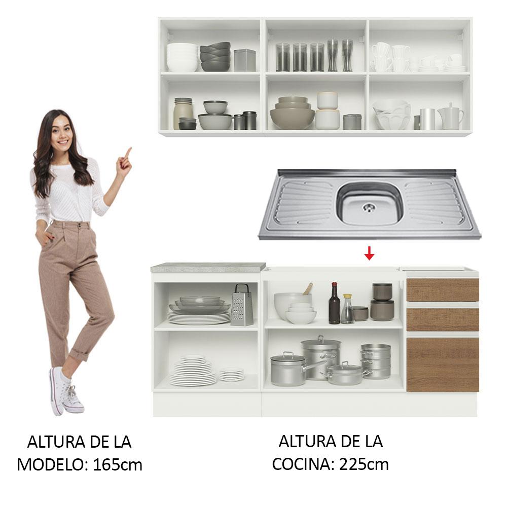 Foto 6 pulgar | Cocina Integral Madesa Glamy Marrón 180 cm con Mesón de Acero