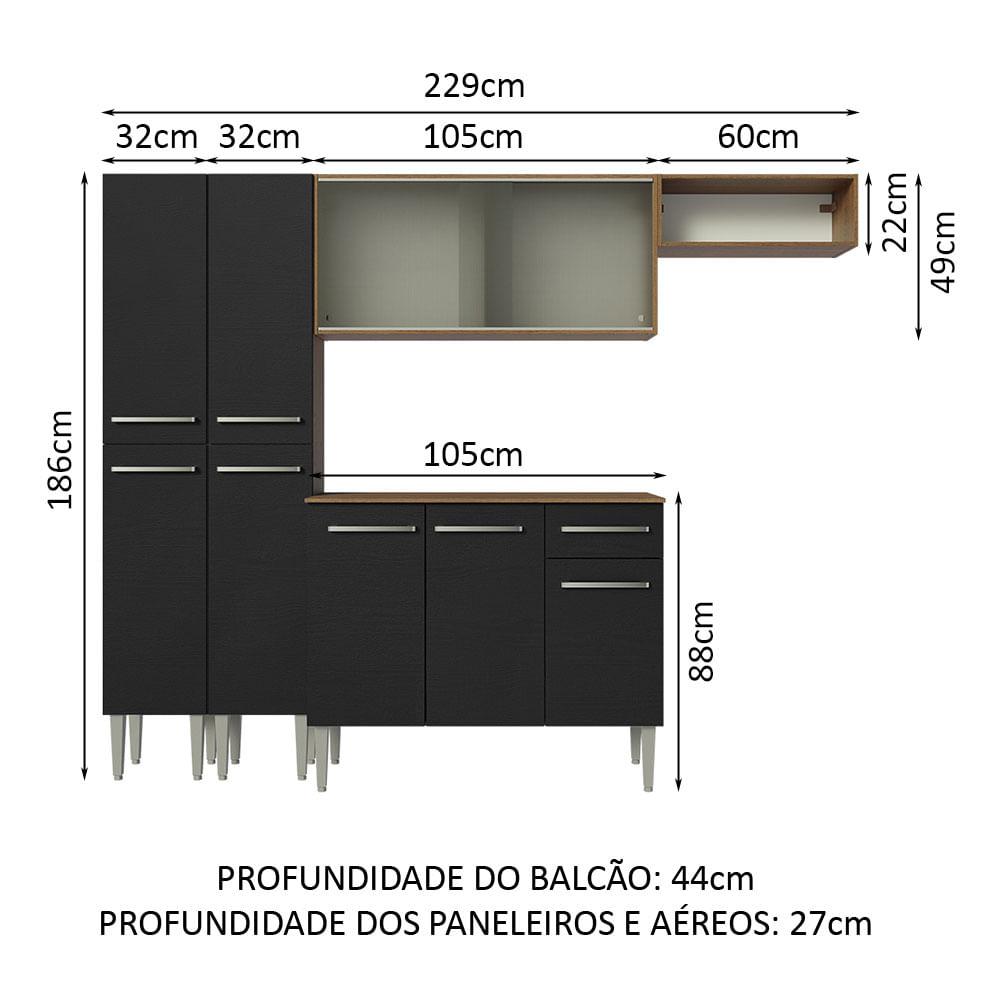 Foto 4 pulgar | Cocina Integral 229cm Marrón/negro Emilly Madesa 08