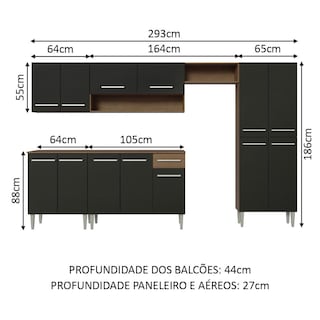 Foto 3 | Cocina Integral 293cm Marrón/negro Emilly Madesa 01