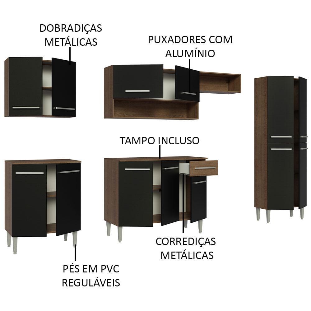 Foto 5 pulgar | Cocina Integral 293cm Marrón/negro Emilly Madesa 01