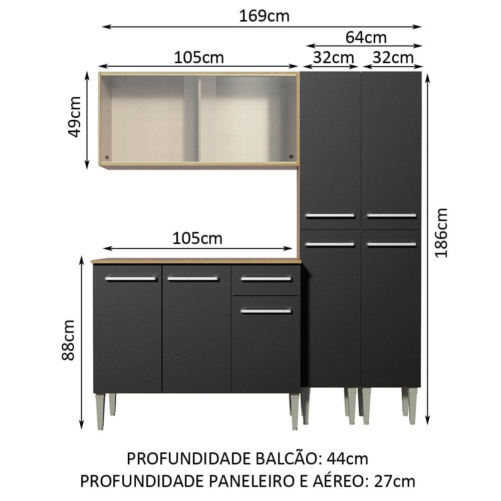 Foto 3 | Cocina Integral Emilly Fly Madesa 05 169cm Marrón/Negro