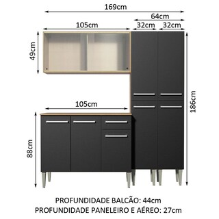 Foto 3 | Cocina Integral Emilly Fly Madesa 05 169cm Marrón/Negro