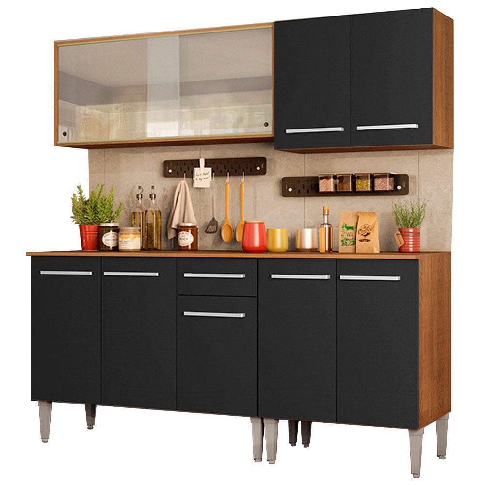 Cocina Integral 169cm Marrón/negro Emilly Box Madesa 03