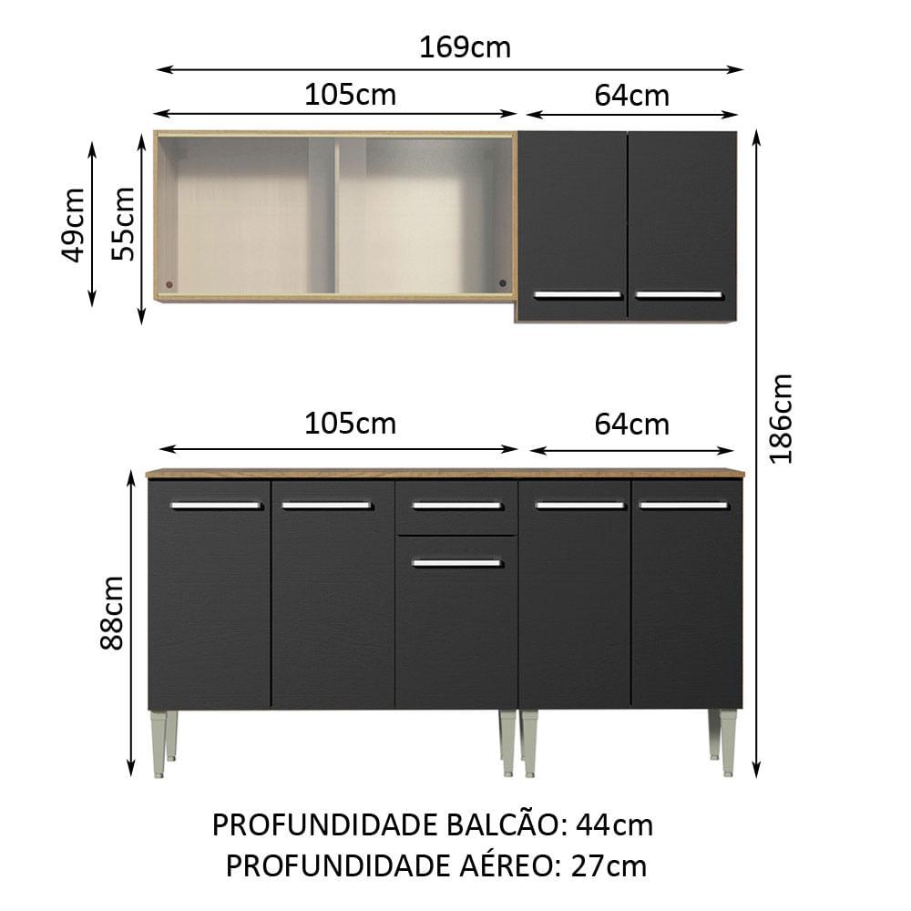 Foto 4 pulgar | Cocina Integral 169cm Marrón/negro Emilly Box Madesa 03