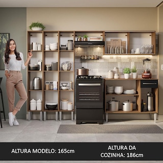 Foto 5 | Cocina Integral 261cm Marrón/negro Emilly Madesa 03