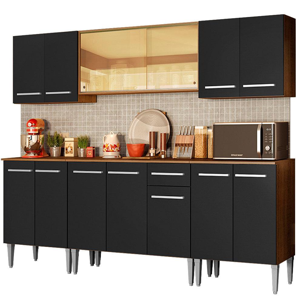 Cocina Integral 233cm Marrón/negro Emilly Fire Madesa 03