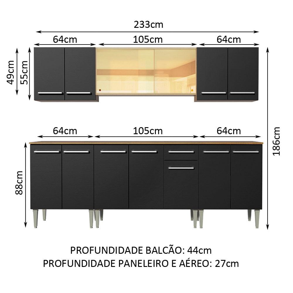 Foto 4 pulgar | Cocina Integral 233cm Marrón/negro Emilly Fire Madesa 03