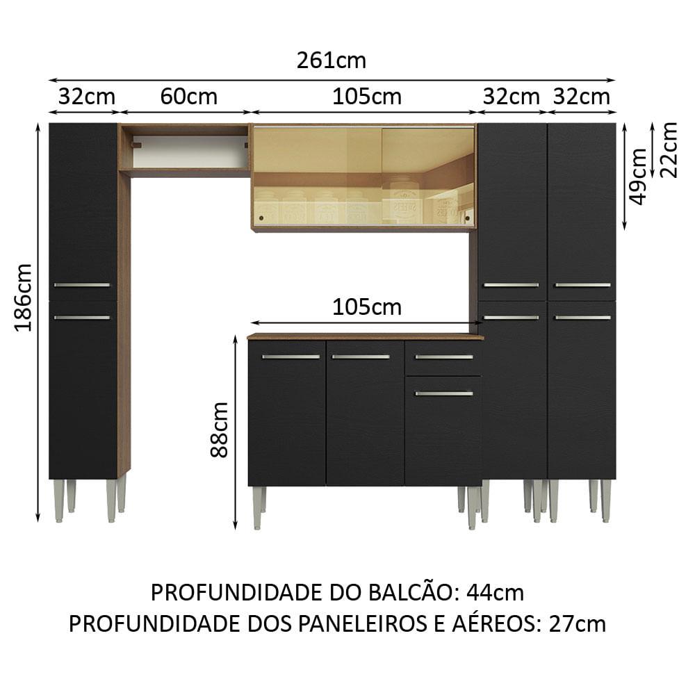 Foto 4 pulgar | Cocina Integral 261cm Marrón/negro Emilly Madesa 07