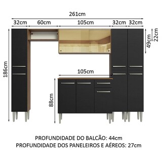 Foto 3 | Cocina Integral 261cm Marrón/negro Emilly Madesa 07