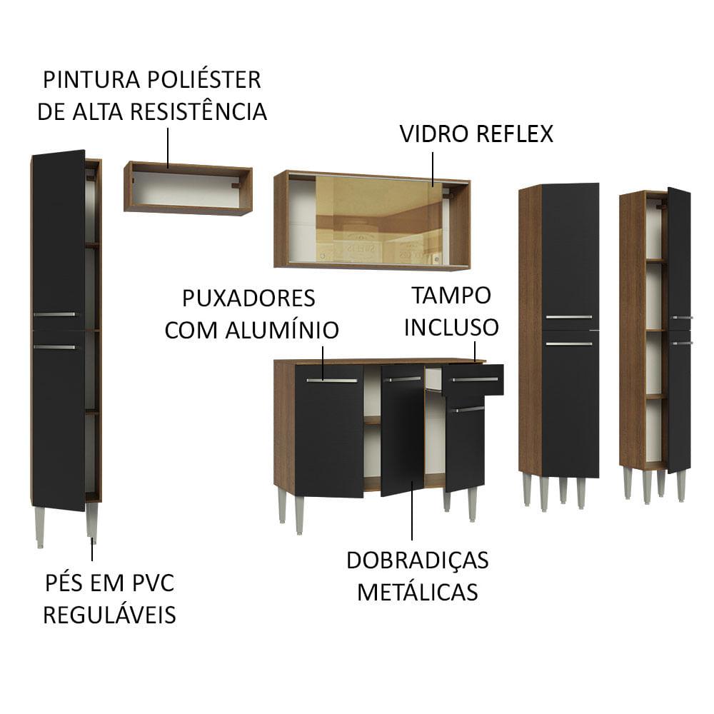 Foto 5 pulgar | Cocina Integral 261cm Marrón/negro Emilly Madesa 07