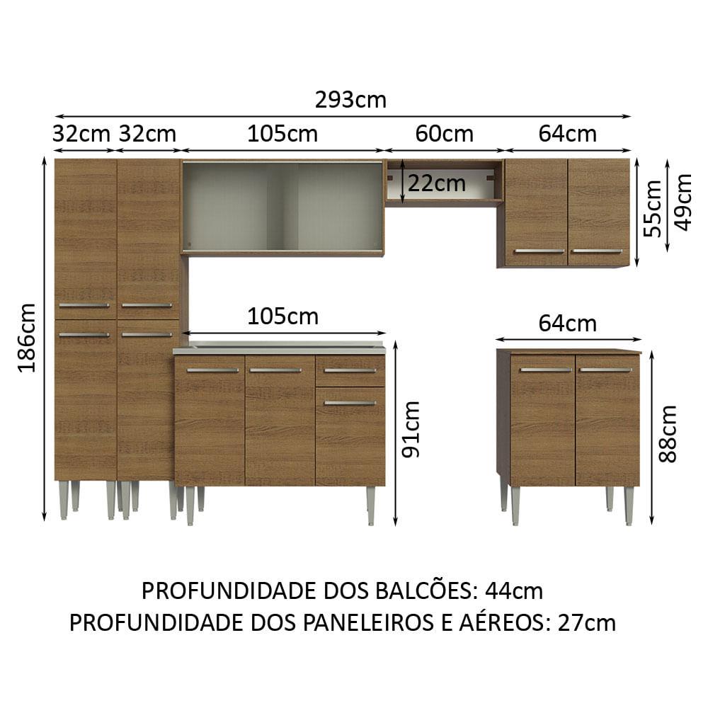 Foto 4 pulgar | Cocina Integral 293cm Con Fregadero Emilly Madesa 06