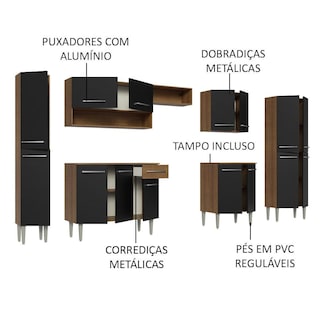Foto 4 | Cocina Integral 325 cm Marrón Negro Emilly Madesa 02