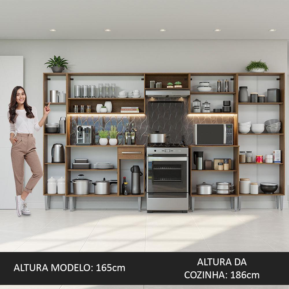 Foto 6 pulgar | Cocina Integral 325 cm Marrón Negro Emilly Madesa 02