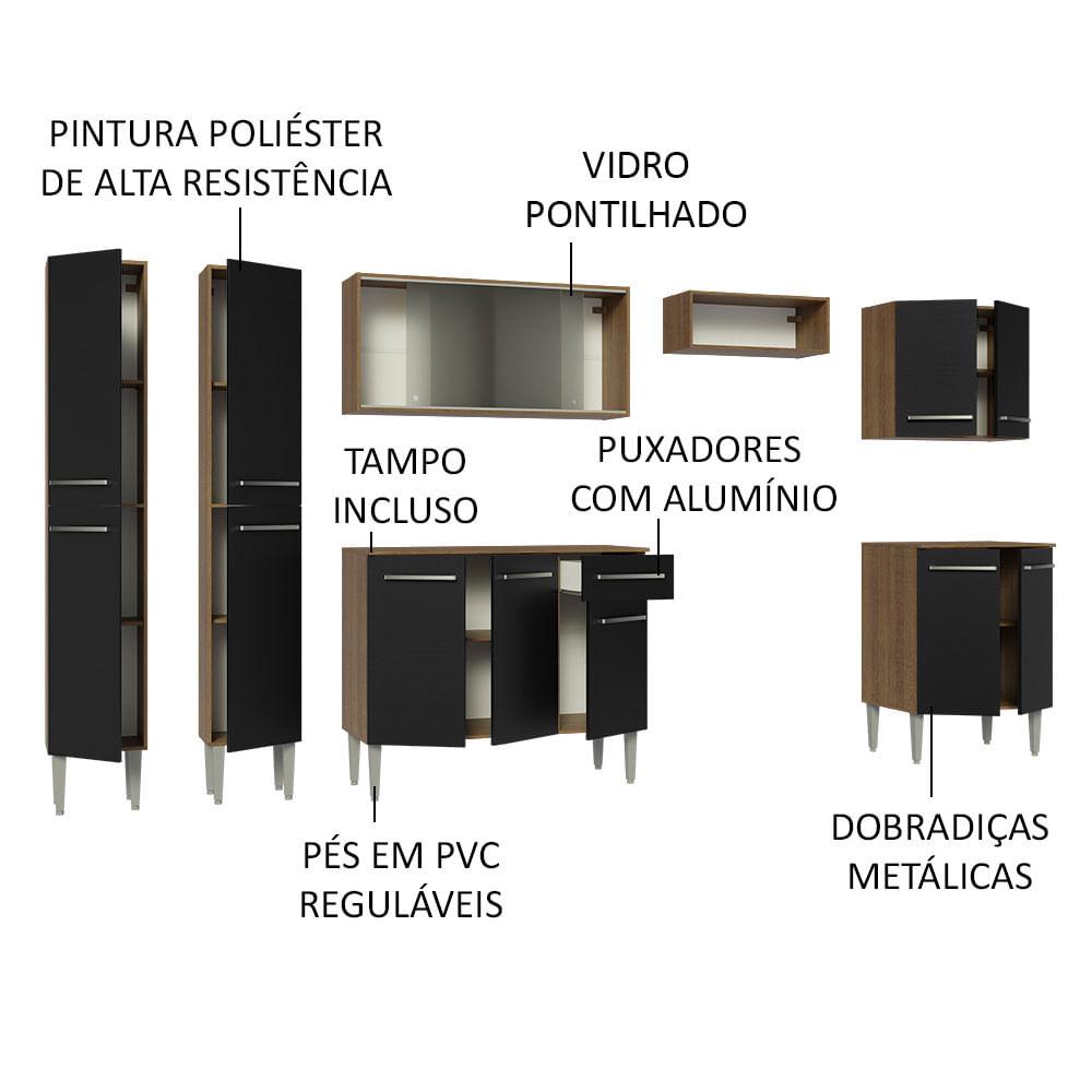 Foto 5 pulgar | Cocina Integral 293cm Marrón/negro Emilly Madesa 04