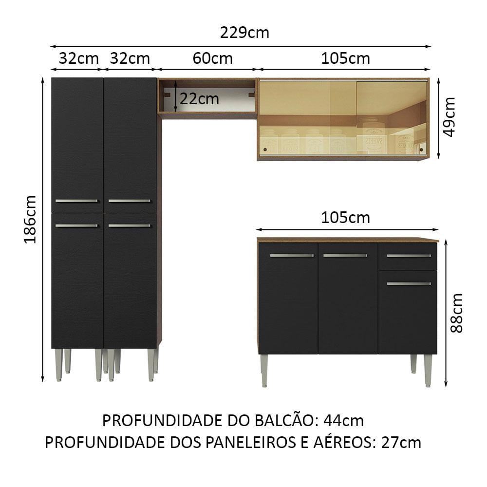 Foto 4 pulgar | Cocina Integral 229 cm Emilly Madesa Marrón y Negro 06