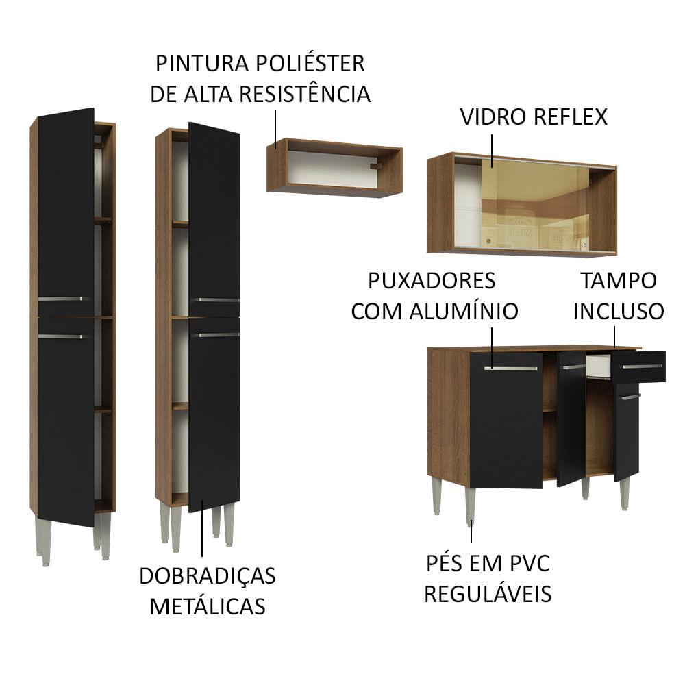 Foto 5 pulgar | Cocina Integral 229 cm Emilly Madesa Marrón y Negro 06