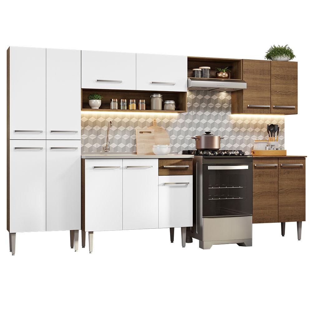 Cocina Integral 293cm Con Fregadero Emilly Madesa 08 - Marron/blanco